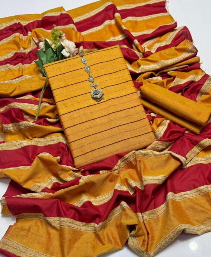 3 Pcs Women's Unstitched Plain Suit (Multi Colors Available) - Image 2