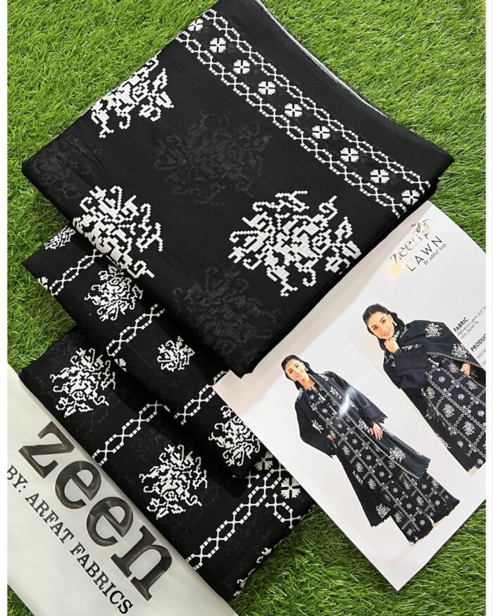 3 Pcs Women's Unstitched Printed Suit - Image 2